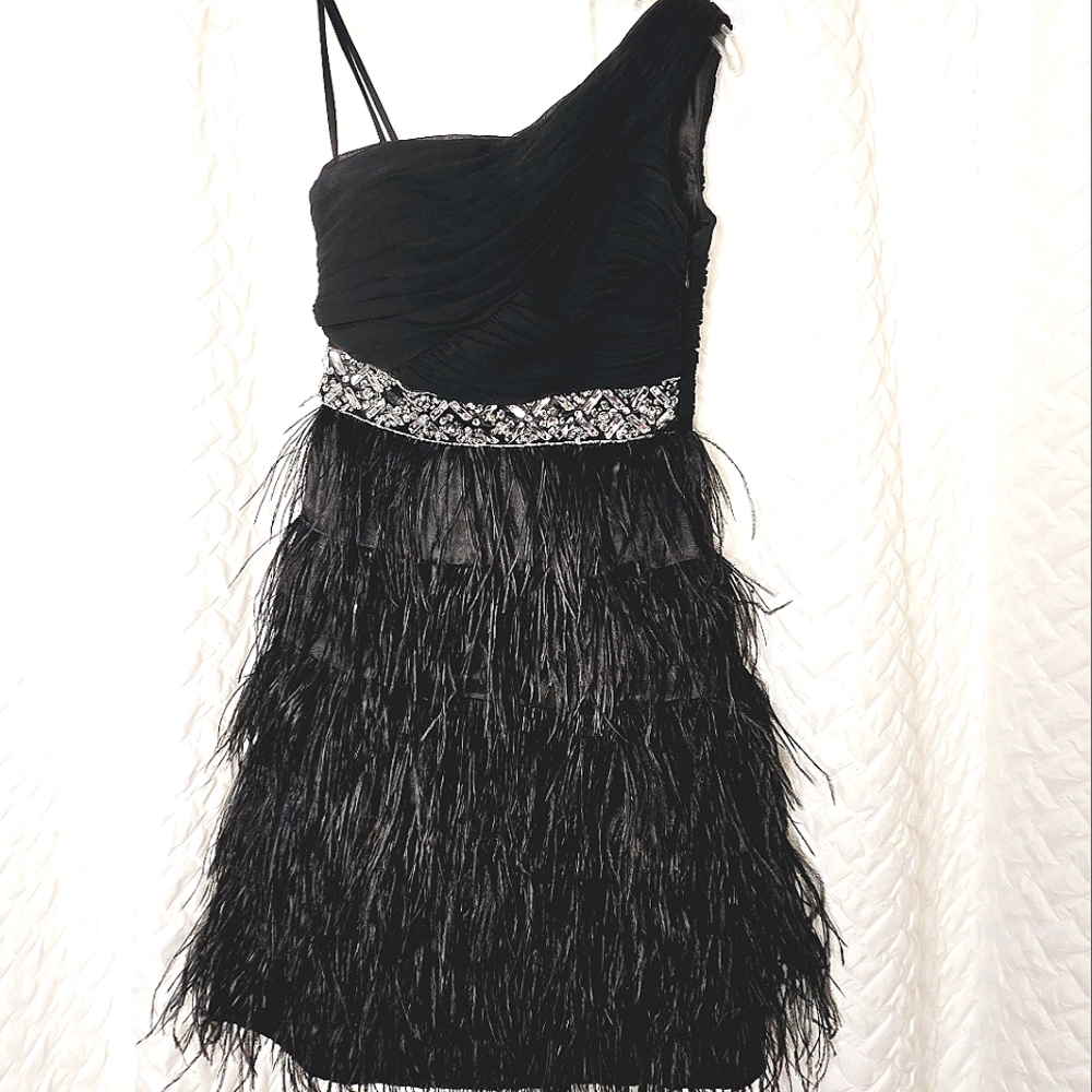 Short one sleeve dress With feathers by Bee Darlin size 1/2